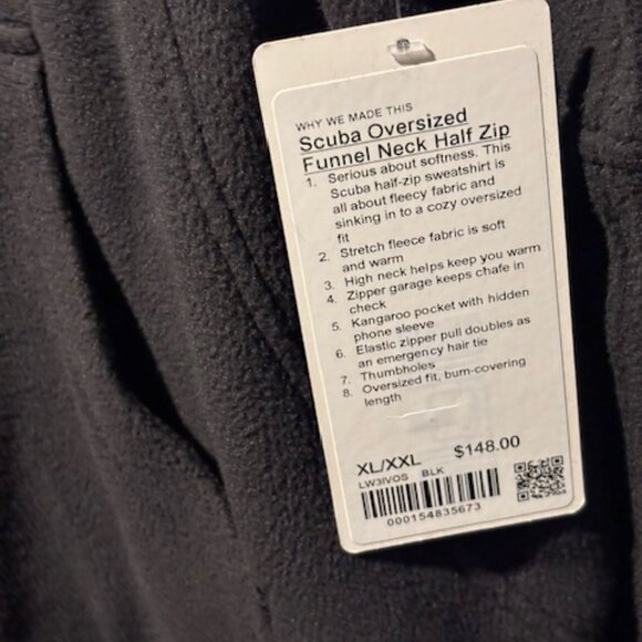 Lululemon Scuba Tumbled Fleece Funnel-Neck Half Zip Black - Picture 7 of 9